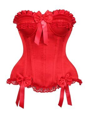Top Drawer Red Satin Steel‑Boned Corset – 6X, NWT, Full Bust, Lace‑Up Back